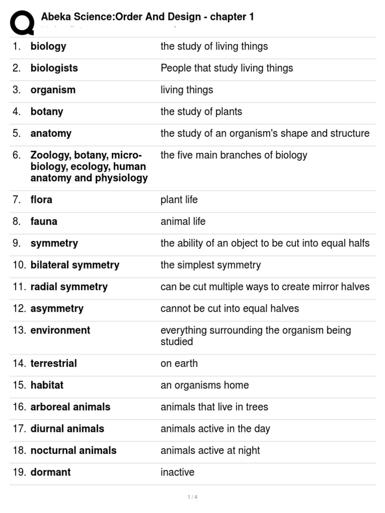 Abeka order design chapter 1 study guide pdf experiment