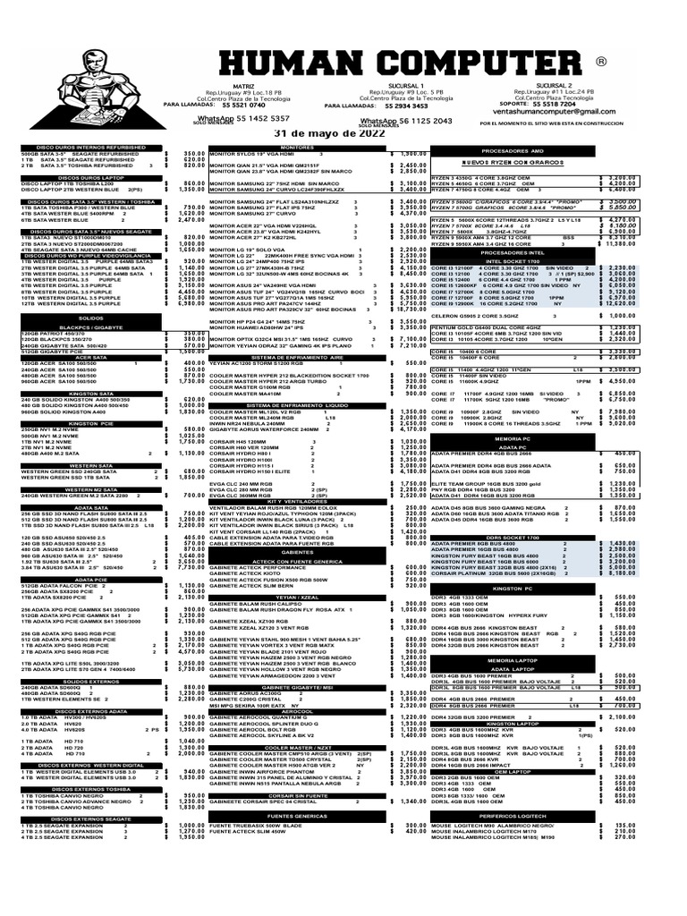 Lista de Precios de Componentes PC | PDF | Computer Architecture ...
