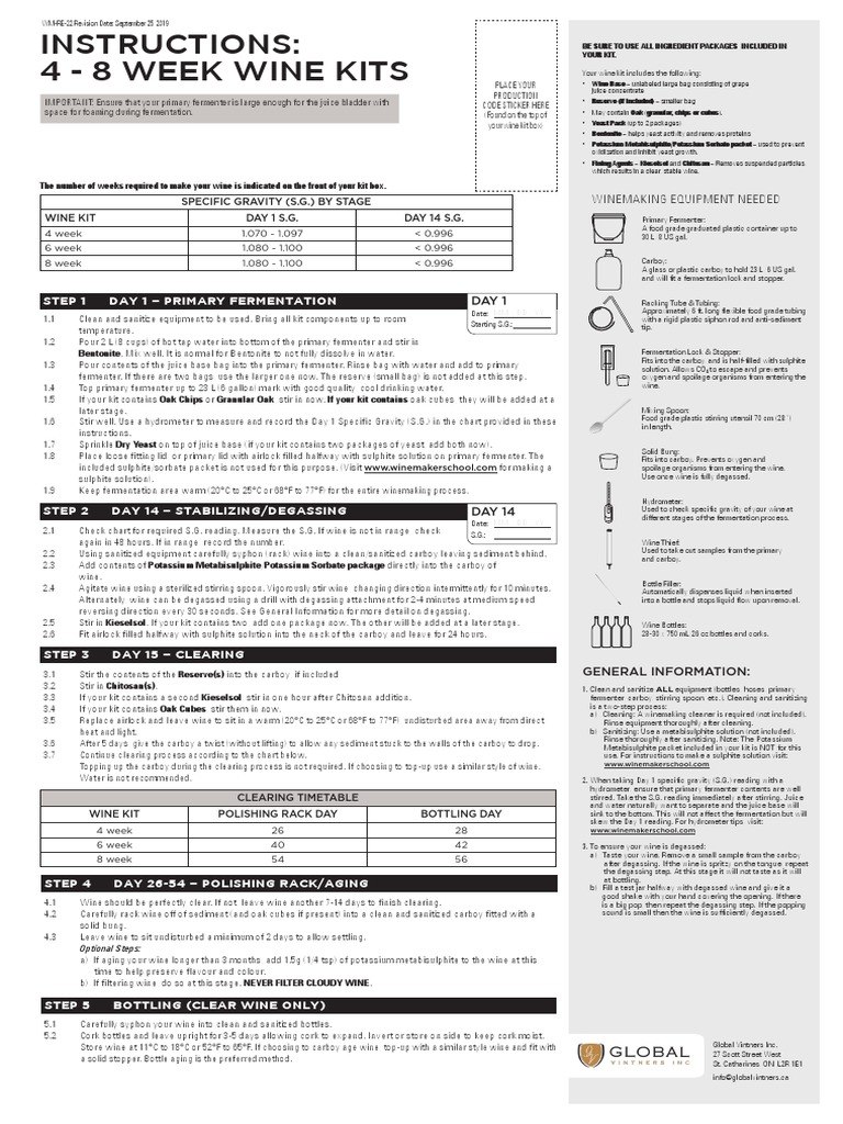48WeekwinekitinstructionsSept2019 PDF Food Processing