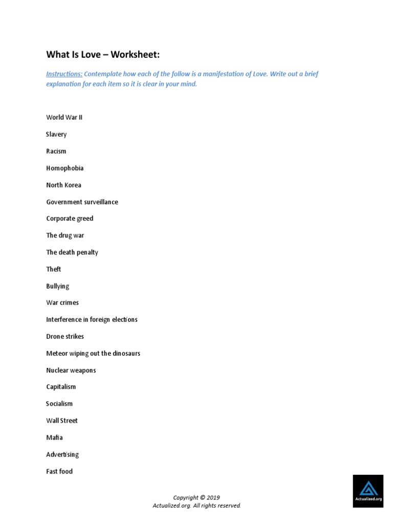 What Is Love Worksheet | PDF