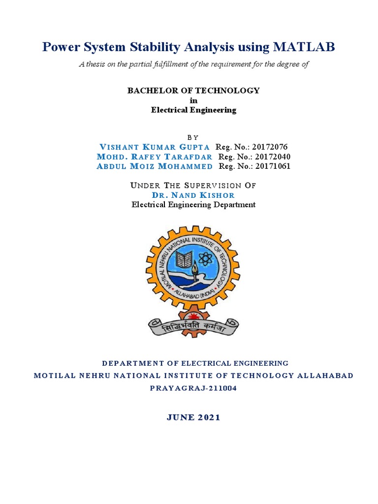 Analysing The Stability of Power System Network Using Matlab | PDF ...