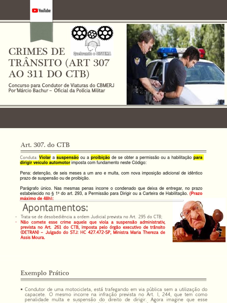 Crimes de Trânsito Art 307 Ao 312 | PDF | Crimes | Crime e Violência