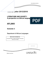 Tutorial Letter 201/2/2018: Literature and Society: A Perspective On African Languages