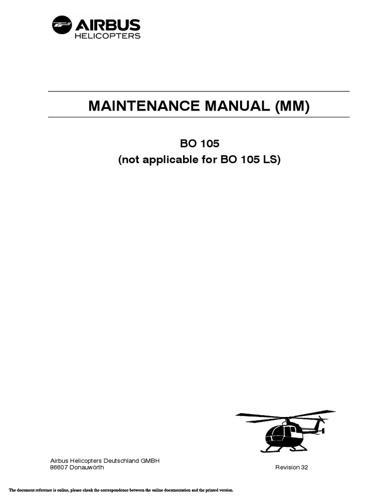 BO 105 Helicopter Maintenance Manual | PDF | Corrosion | Bearing ...