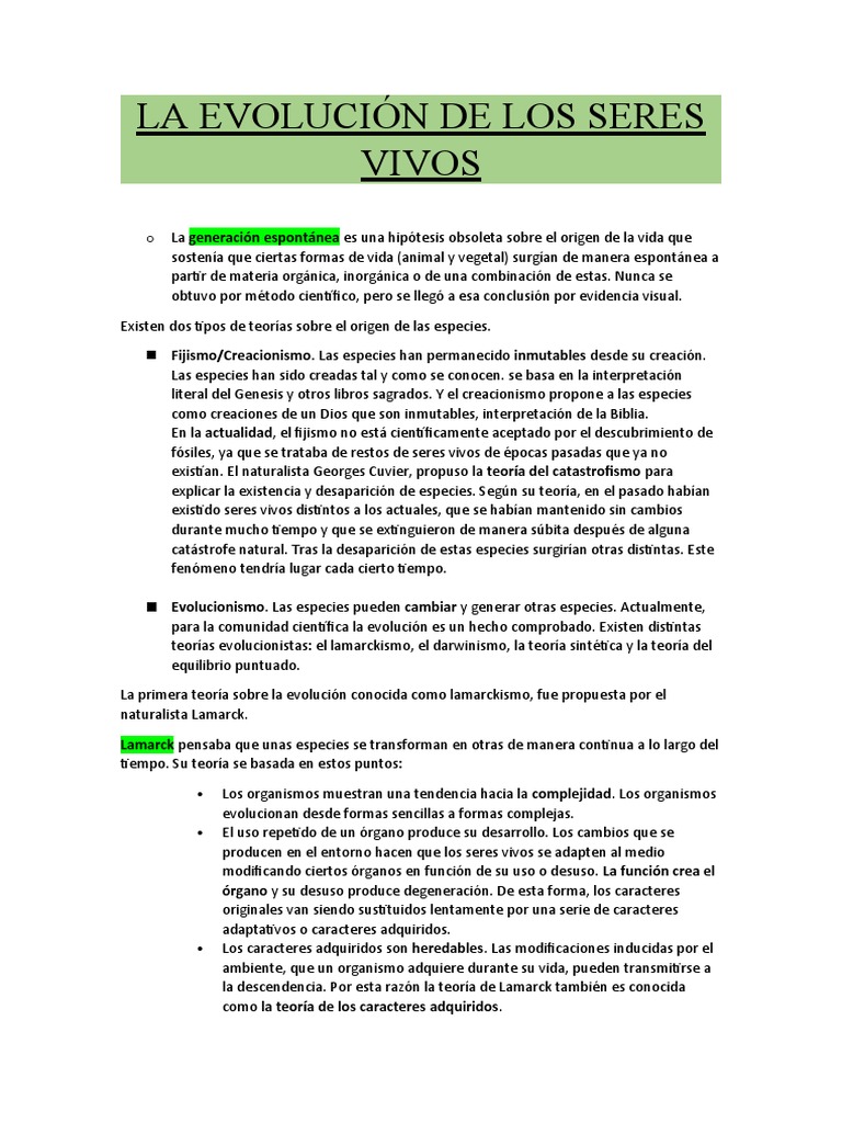 La Evolución de Los Seres Vivos | PDF | Evolución | Seleccion natural