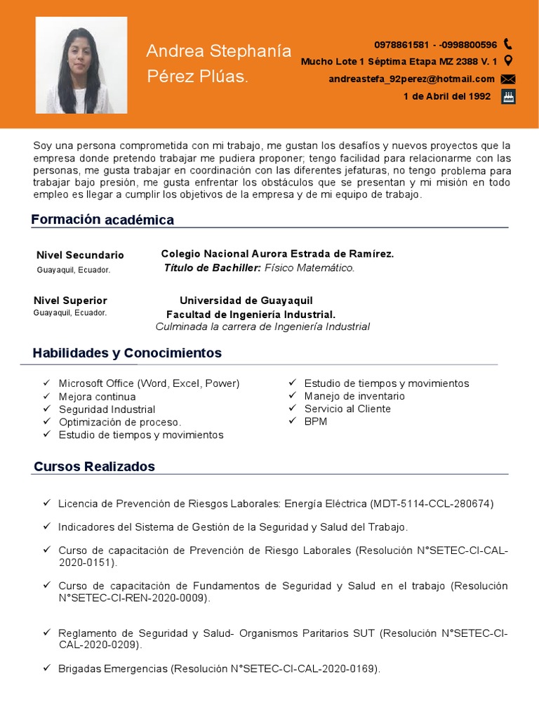 Perfil Profesional de Andrea Stephanía | PDF | Ecuador | Business