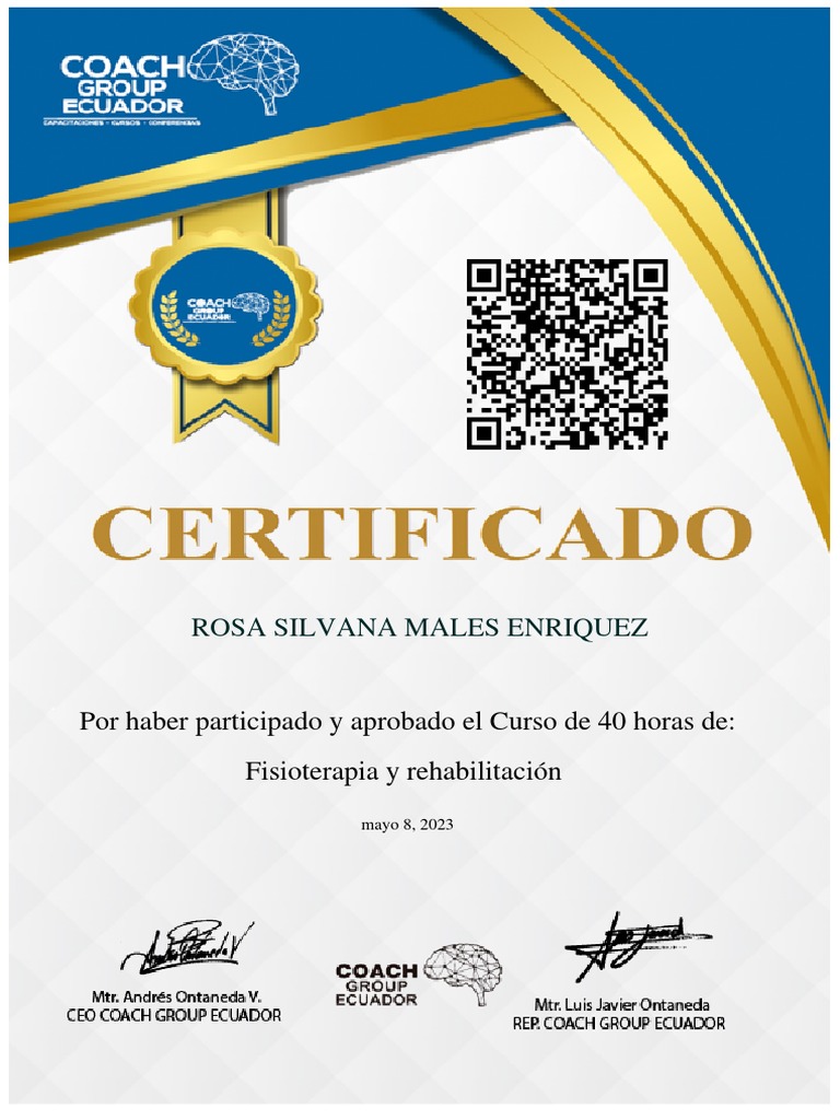Certificado Fisioterapia y Rehabilitacin | PDF | Salud y bienestar |  Ciencia y matemáticas, image size:768x1024