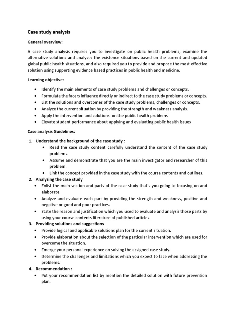 Case Study Guidelines PDF Analysis Public Health