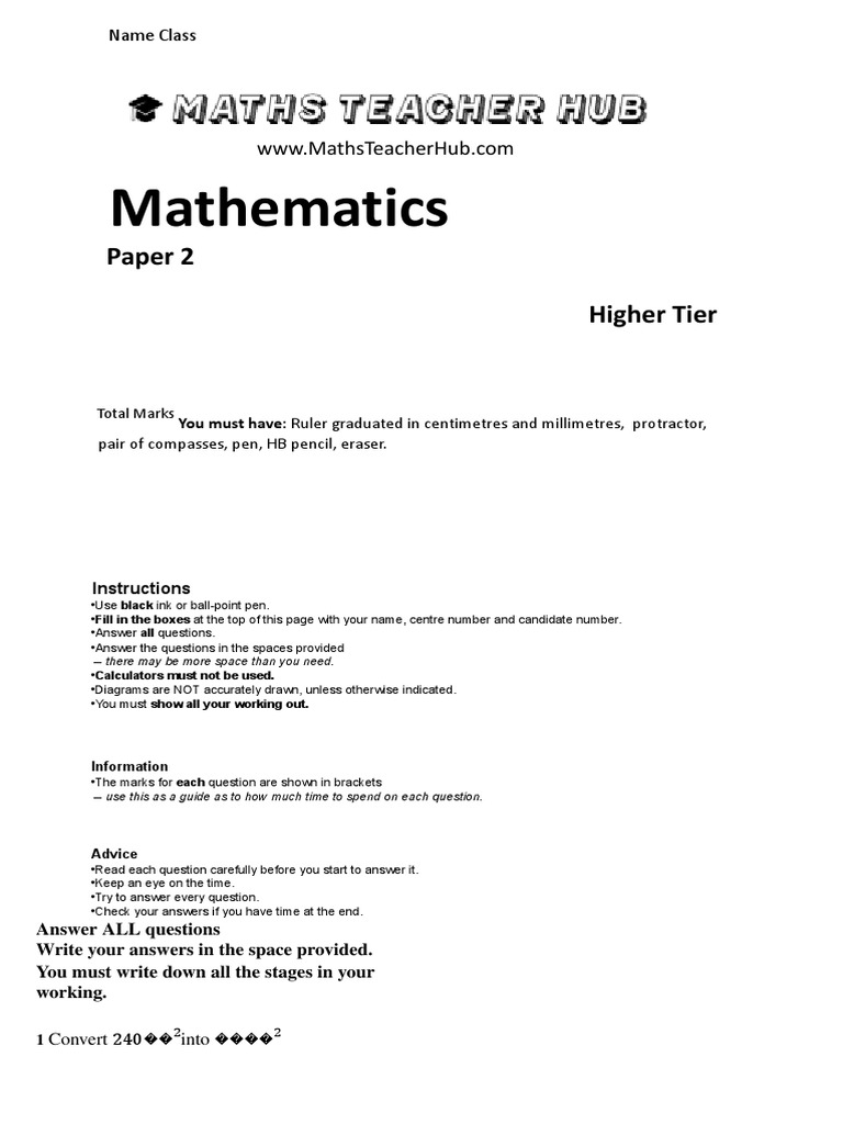 Maths Teacher Hub Paper 2 Guide | PDF | Significant Figures | Mathematics