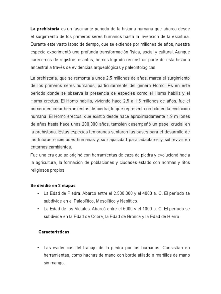 La Prehistoria Es Un Fascinante Periodo De La Historia Humana Que