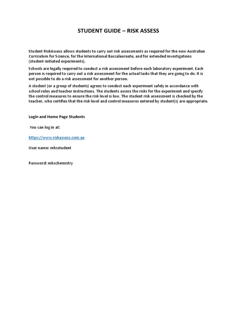 Risk assess student guide pdf computing software