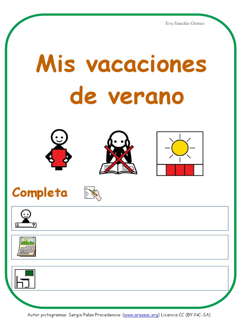 Historia Social Mis Vacaciones De Verano Pdf