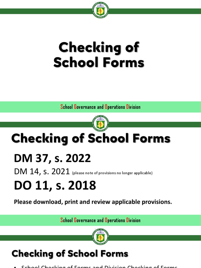 School Forms Checking Guidelines | PDF | Social Institutions
