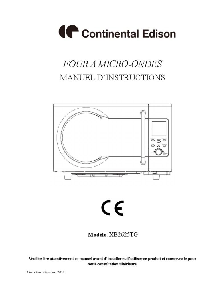MicroOndes CEMOAC25G XB2625TG Notice PDF Matériaux Préparation — free download