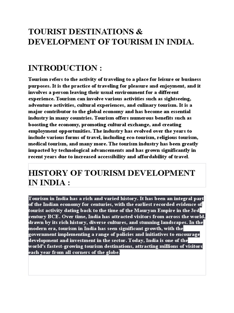 Tourism Refers To The Activity of Traveling To A Place For Leisure or