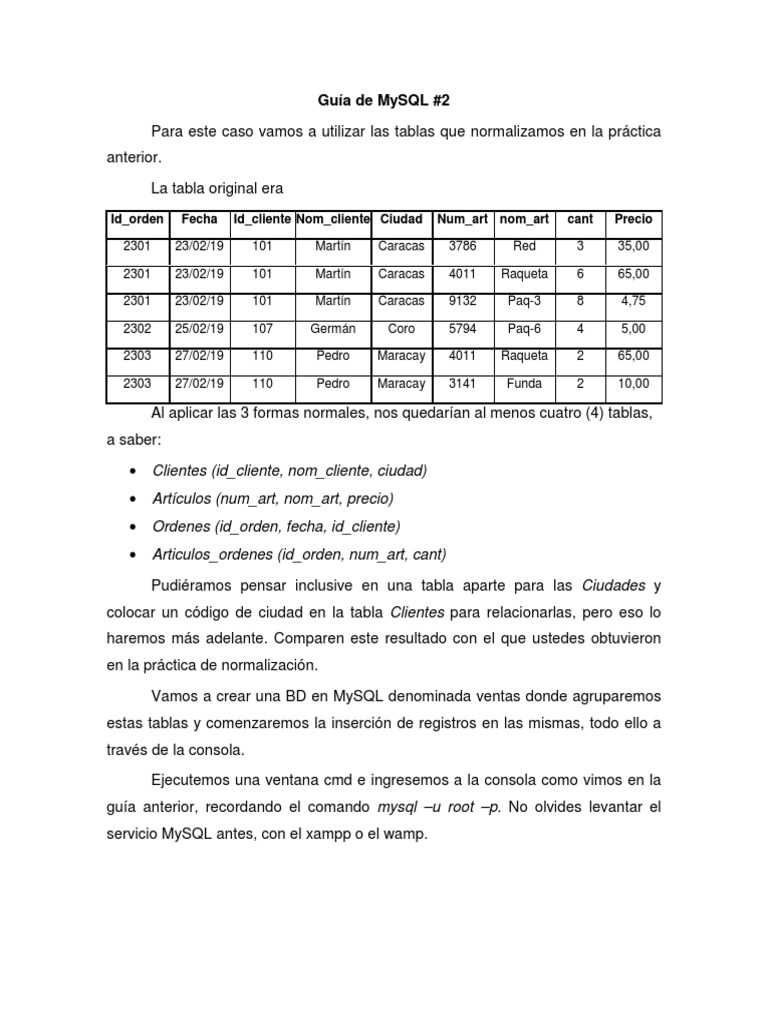 Guia Basica de MySQL 2 | PDF | SQL | Programación de computadoras