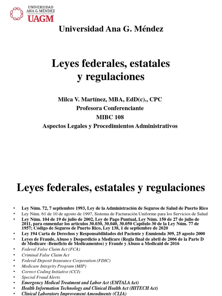 MIBC 108 Leyes Federales y Estatales y Regulaciones | PDF | Medicare ...