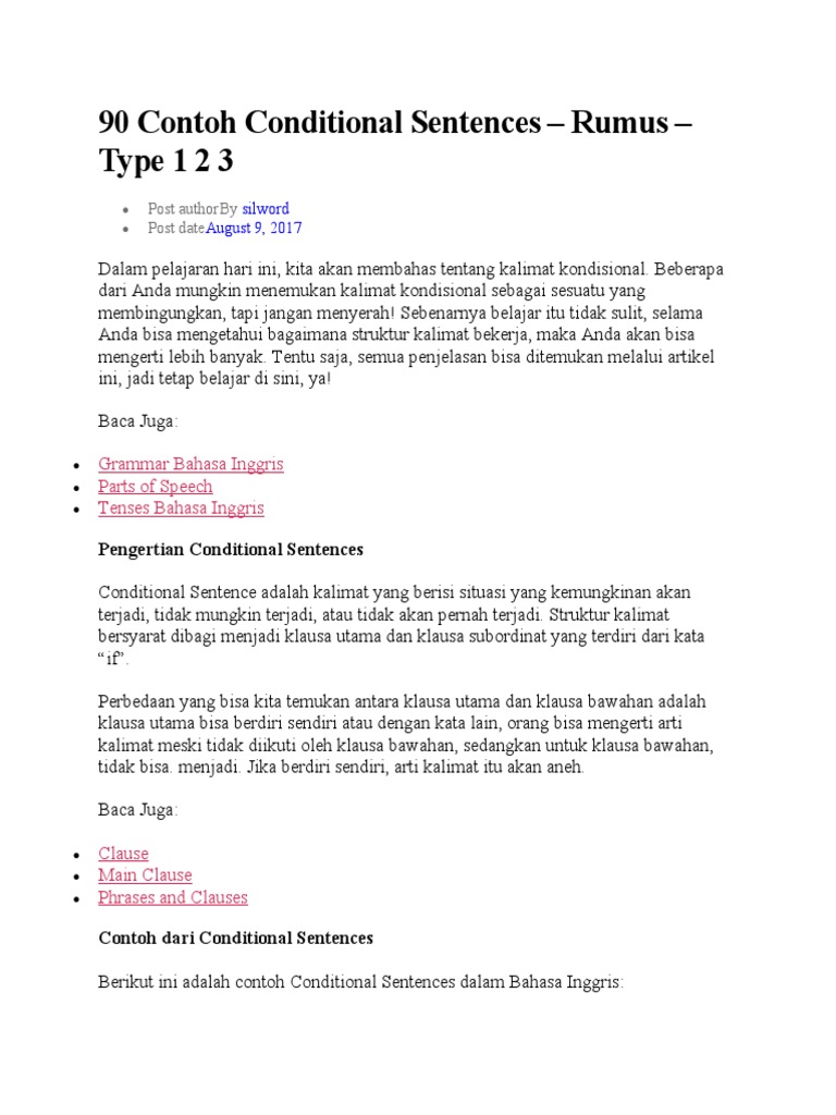 Contoh Conditional Sentences Tipe 1 | PDF