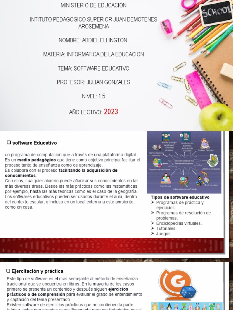 Tipos de Software Educativo 2023 | PDF | Aprendizaje | Enseñando