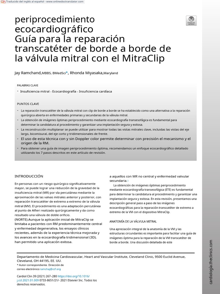 Periprocedural Echocardiographic Guidance of Transcatheter Mitral Valve ...
