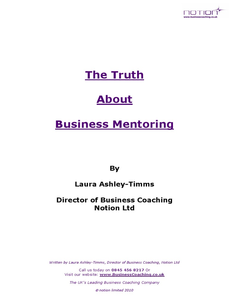 The Truth About Business Mentoring 101007 PDF Mentorship Business