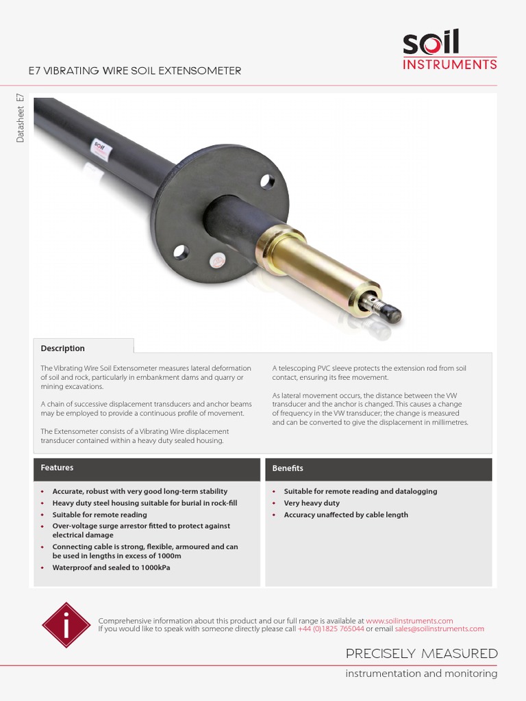 E7 Vibrating Wire Soil Extensometer | PDF | Pipe (Fluid Conveyance) | Wire