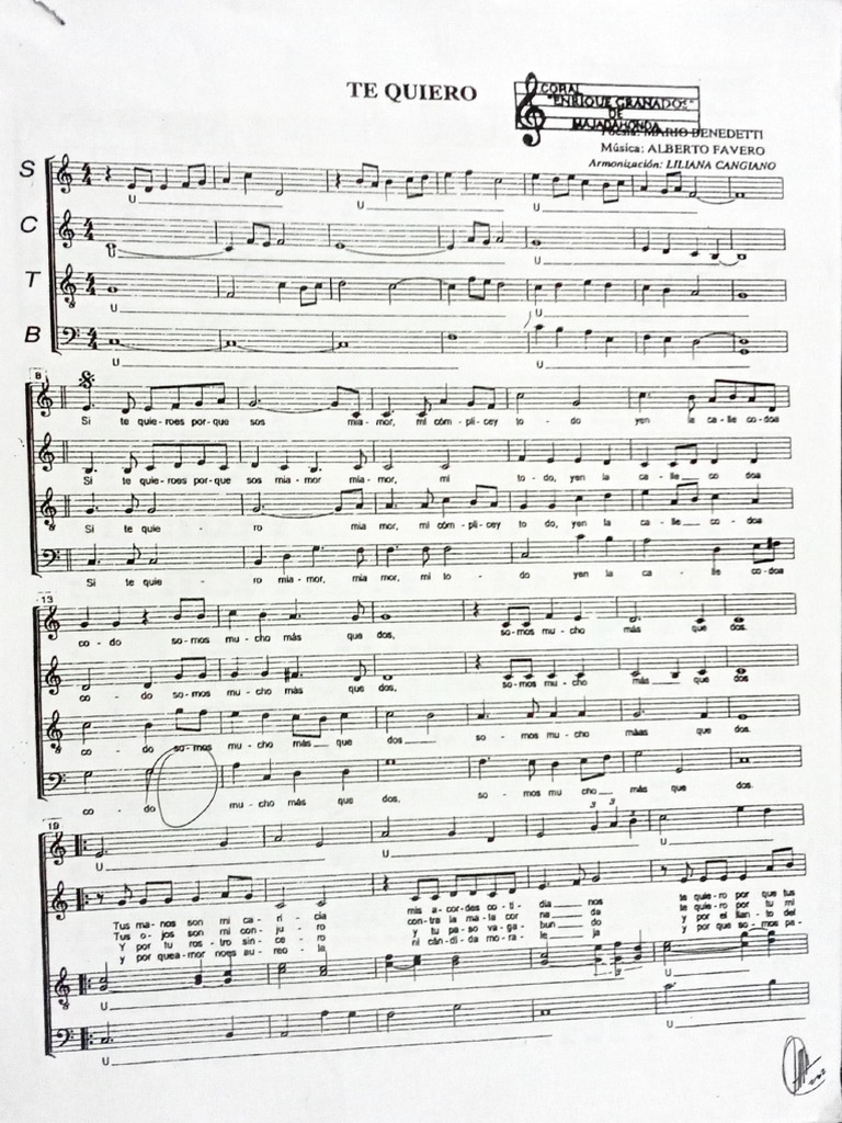 Te Quiero Partitura | PDF