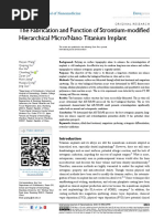 The Fabrication and Function of Strontium-Modified Hierarchical Micro-Nano Titanium Implant