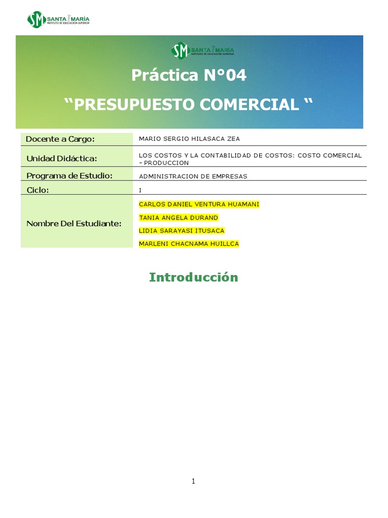 Guía de Presupuesto Comercial | PDF | Presupuesto | Economias