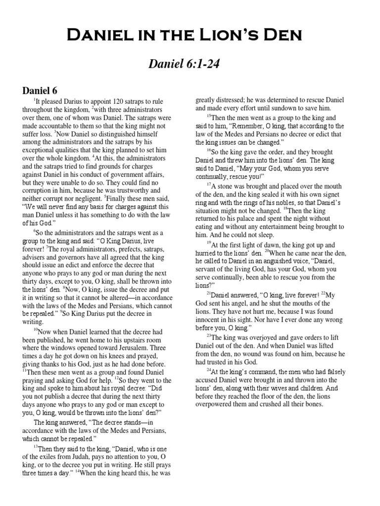 Daniel and The Lions Den. | PDF
