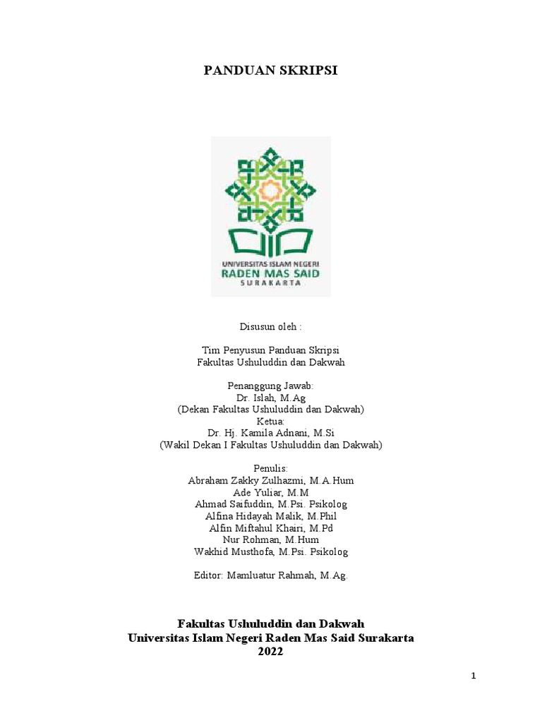 Panduan Skripsi UIN Raden Mas Said | PDF