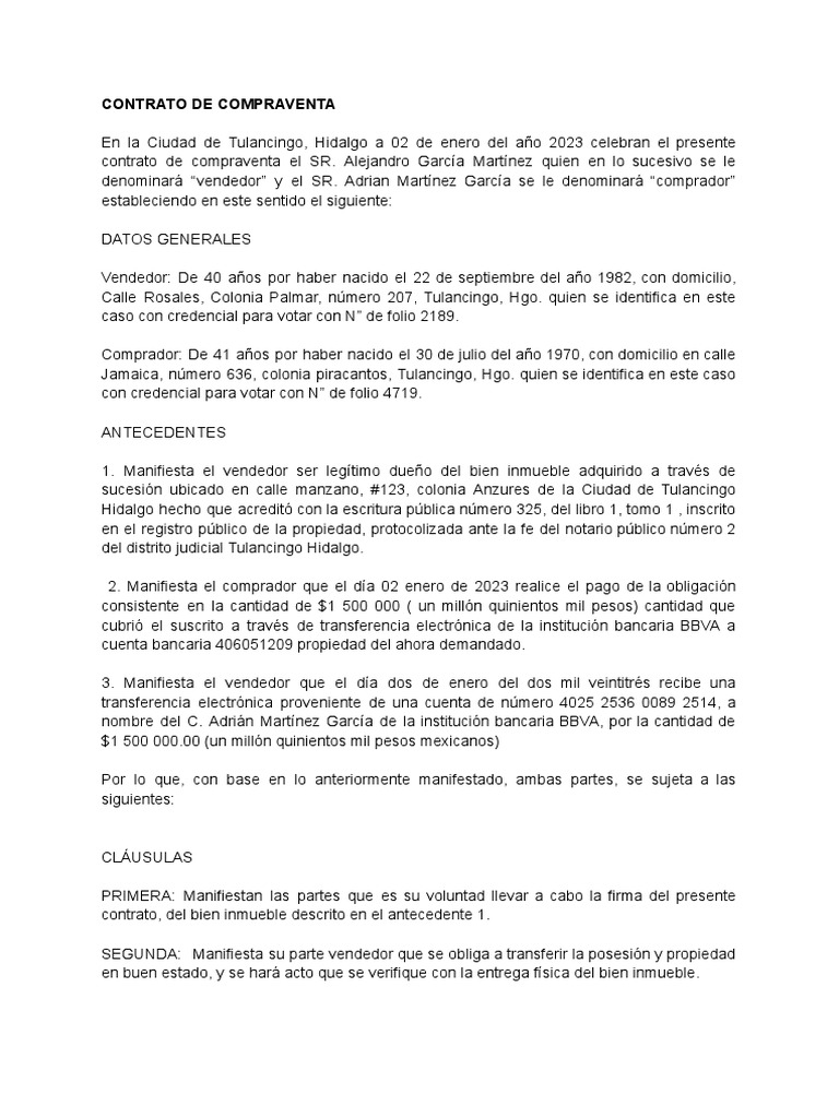 Contrato de Compraventa | PDF | Ley de obligaciones | Justicia