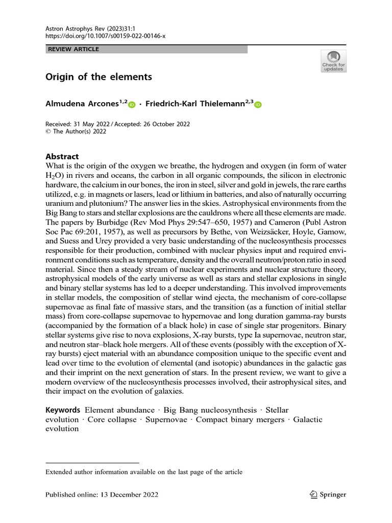 Nucleosynthesis and Element Origins | PDF | Supernova | Stars