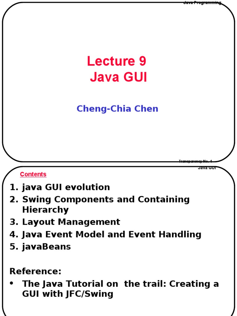 Java GUI: Cheng-Chia Chen | Download Free PDF | Java (Programming ...