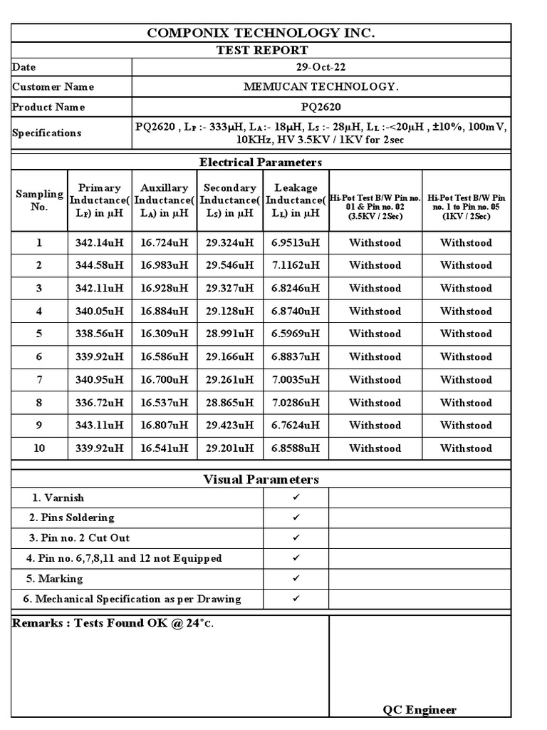 PQ2620 MEMUCAN 1000 Samples Test Report | PDF | Electrical Engineering ...
