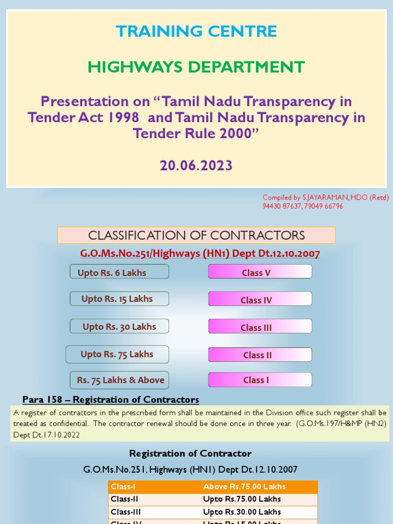 Tamil Nadu Tender Transparency Overview | PDF | Prices | Business