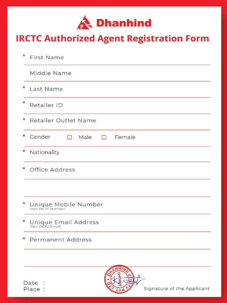 IRCTC - Agent - Registration - Form | PDF