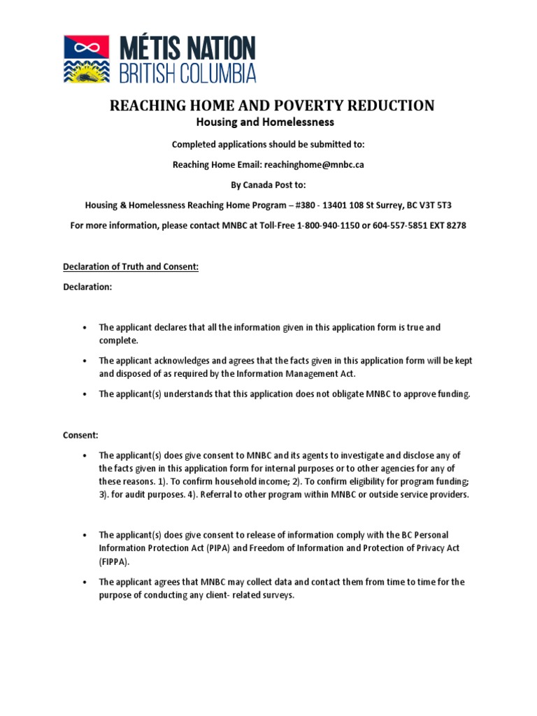 Reaching Home Application Guide | PDF | Consent | Justice