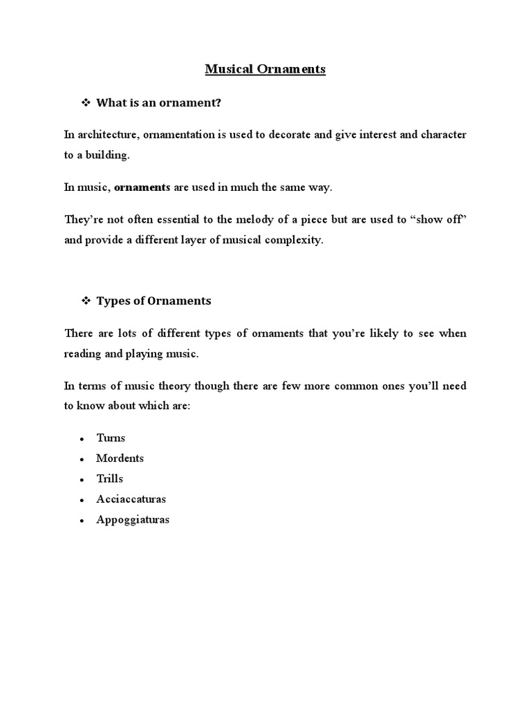 Musical Ornaments PDF Elements Of Music Melody