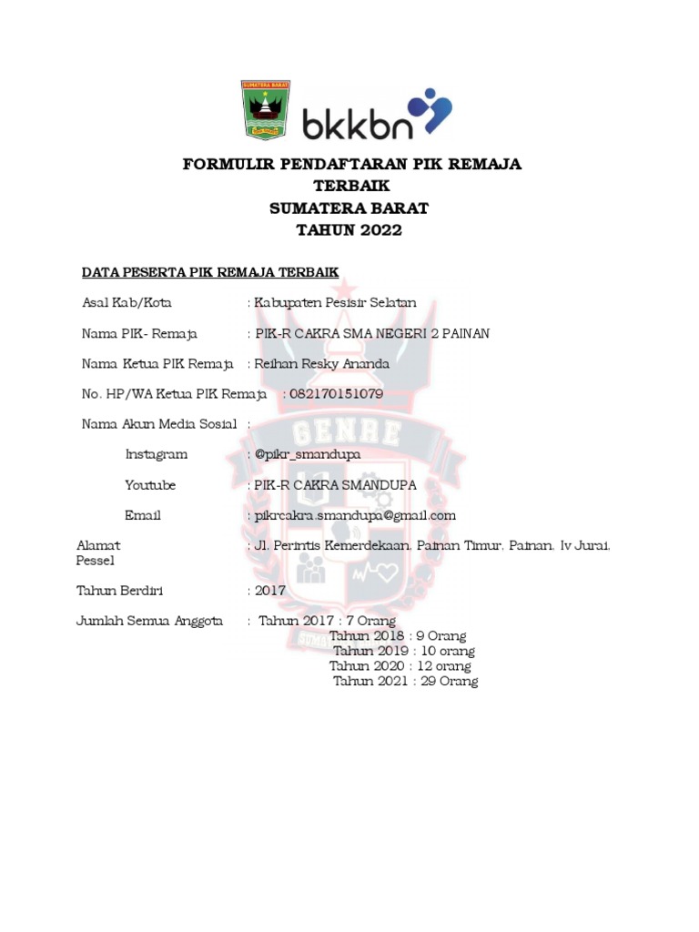 PIK Remaja Cakra 2022, Pesisir Selatan | PDF