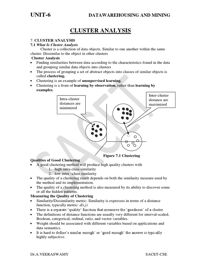 Cluster Analysis Introduction (Unit-6) | PDF | Cluster Analysis ...
