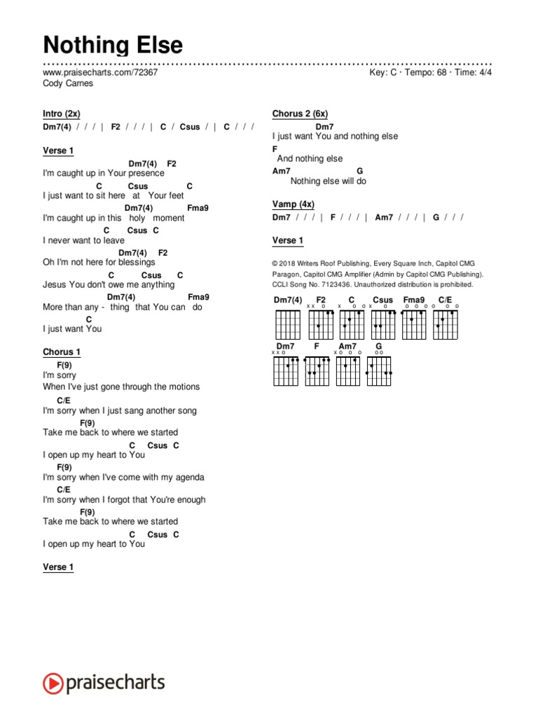 nothing-else-cody-carnes-chord-chart-c-2-column-layout-pdf-song-structure-musical-forms