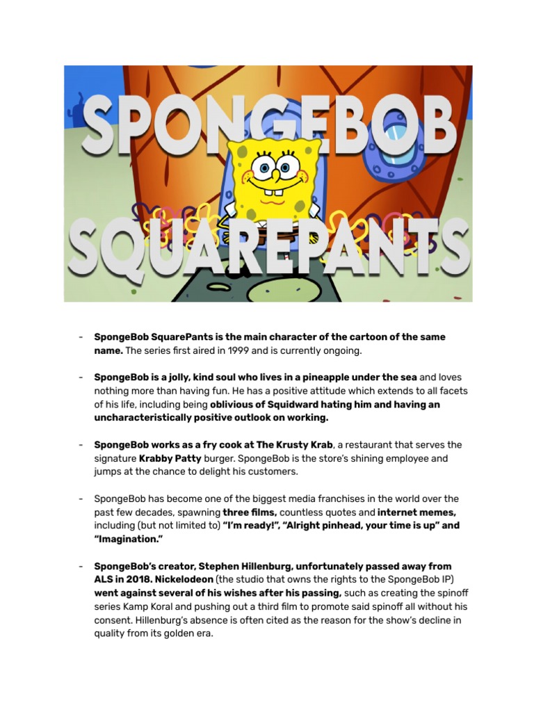 spongebob squarepants characters names