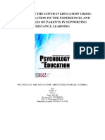 Coping With The COVID-19 Education Crisis: An Investigation of The Experiences and Challenges of Parents in Supporting Distance Learning