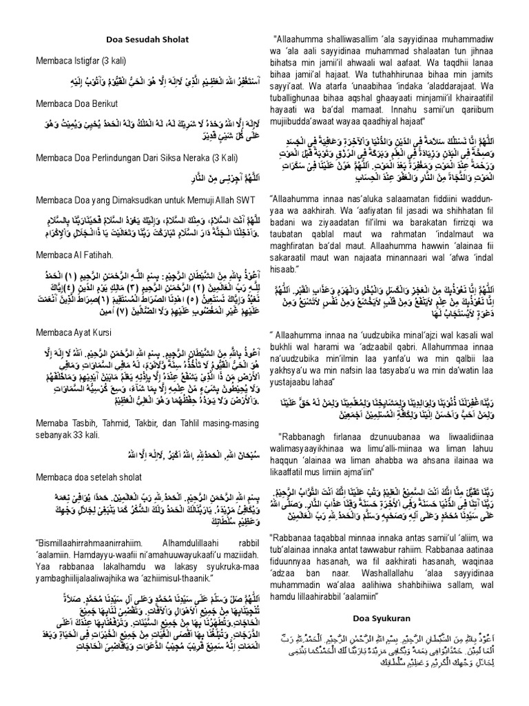Doa sesudah sholat ukuran kecil pdf