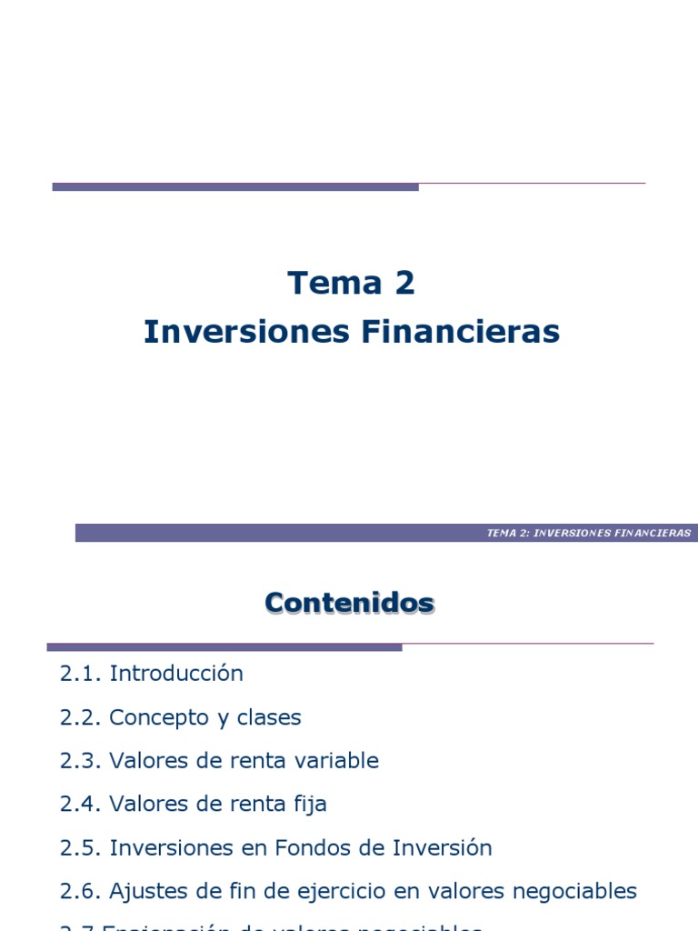 Clases y características de inversiones financieras | PDF | Compartir ...