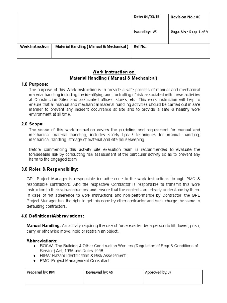 Safe Material Handling Guidelines | PDF | Personal Protective Equipment