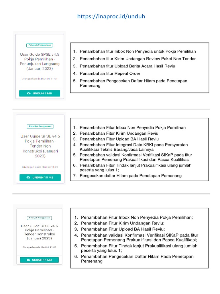 Fitur Baru dalam Sistem Inaproc | PDF
