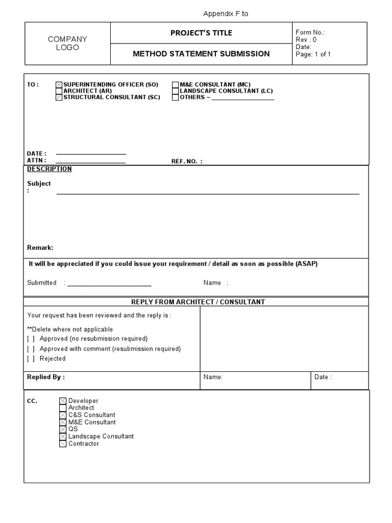 Template Submission Method Statement | PDF