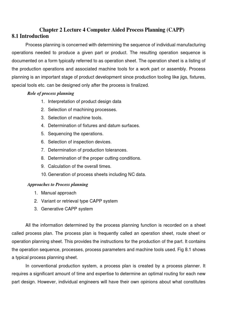 Chapter 2 Lecture 4 Computer Aided Process Planning | PDF | Databases ...